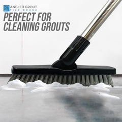 Angled Grout Floor Scrubbing Brush and Stainless Steel Handle