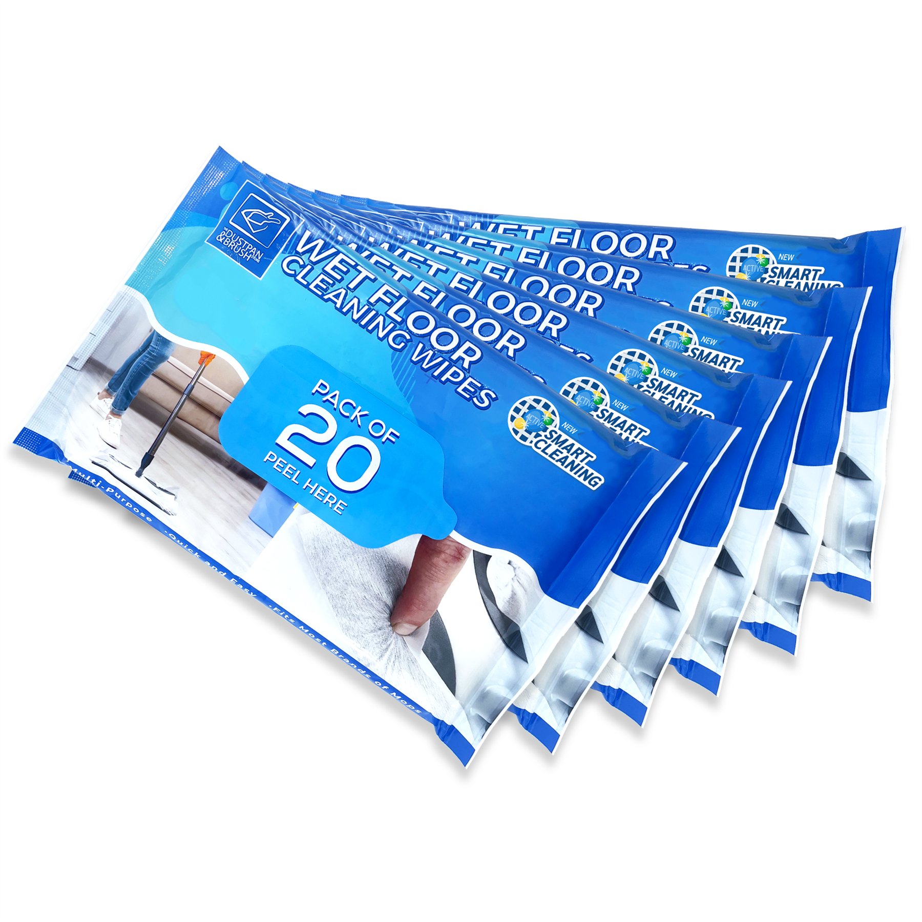 120 Wet Floor Cleaning Wipes - 6 Packs of 20 - The Dustpan and Brush Store