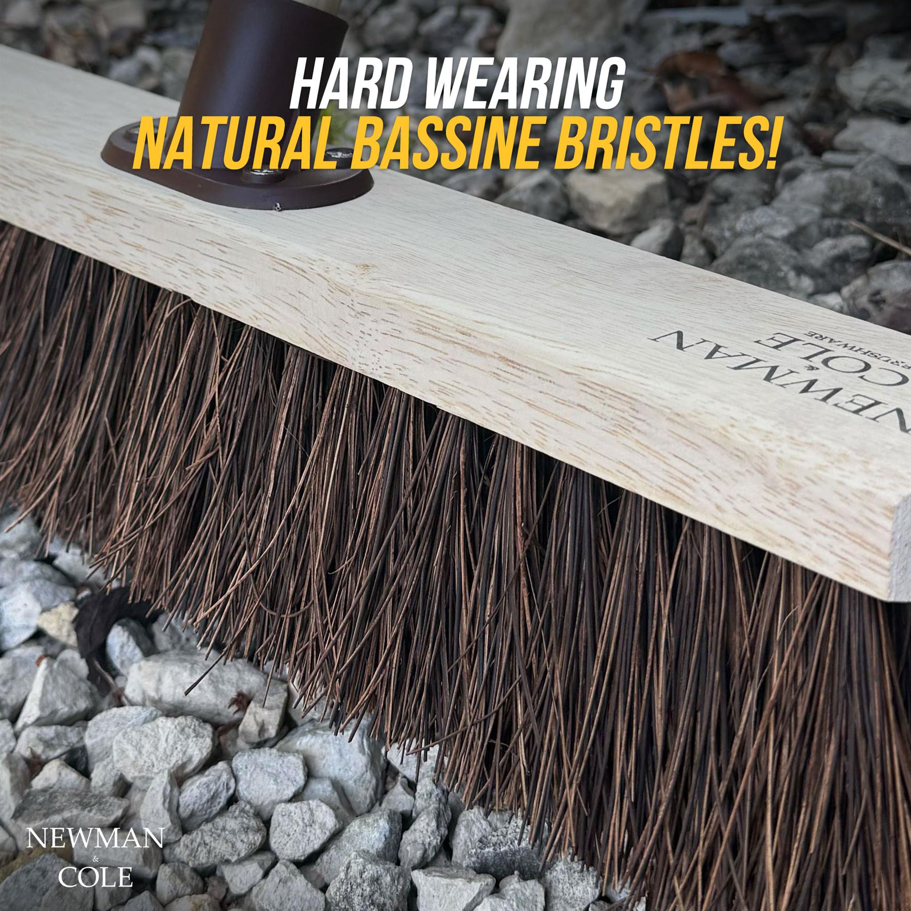 18" Newman & Cole Bassine Broom with Handle | Heavy Duty Outdoor Brush - The Dustpan and Brush Store