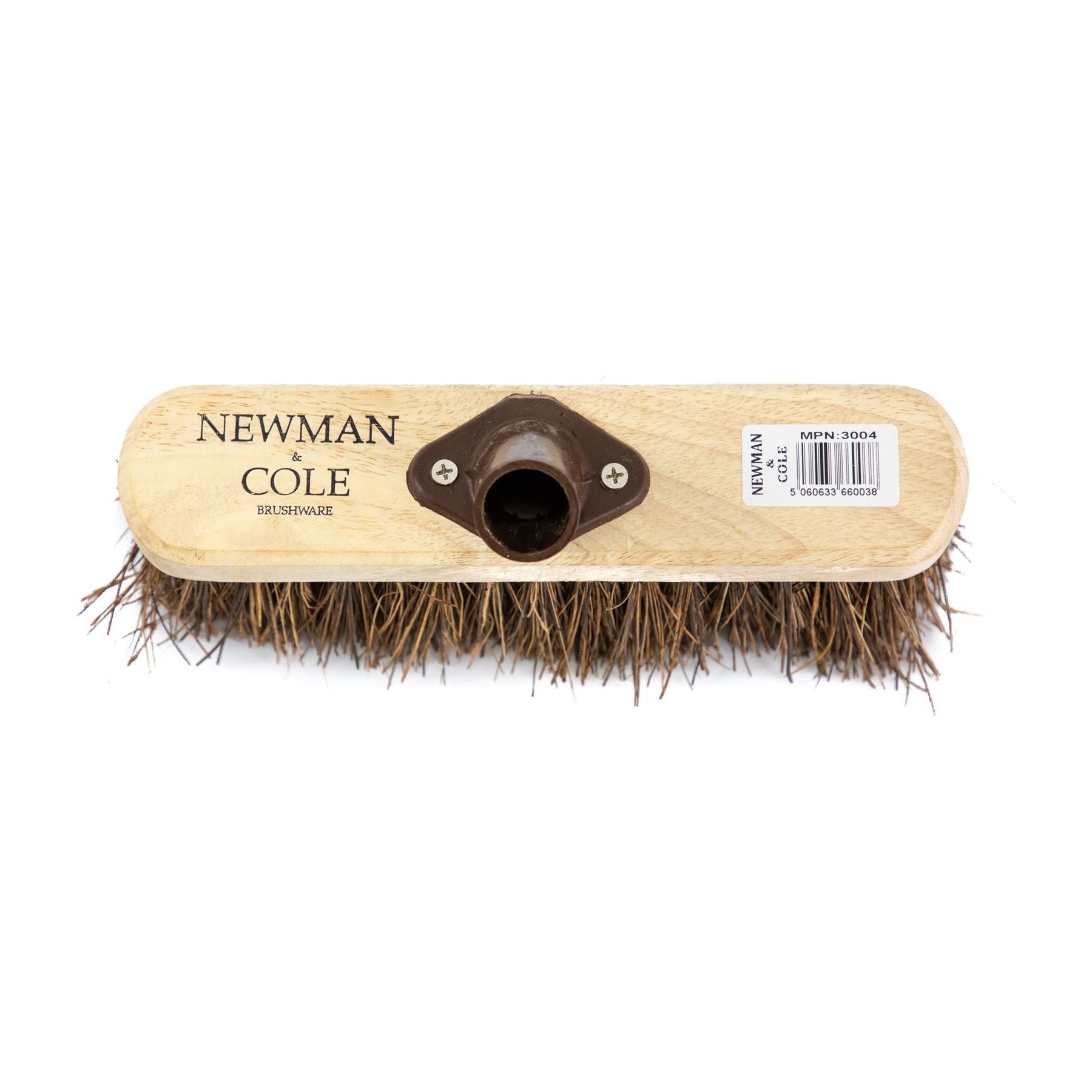 10" Newman and Cole Natural Stiff Bassine Broom Head with Plastic Socket - The Dustpan and Brush Store