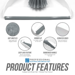 Deluxe Dustpan and Brush Set - Grey