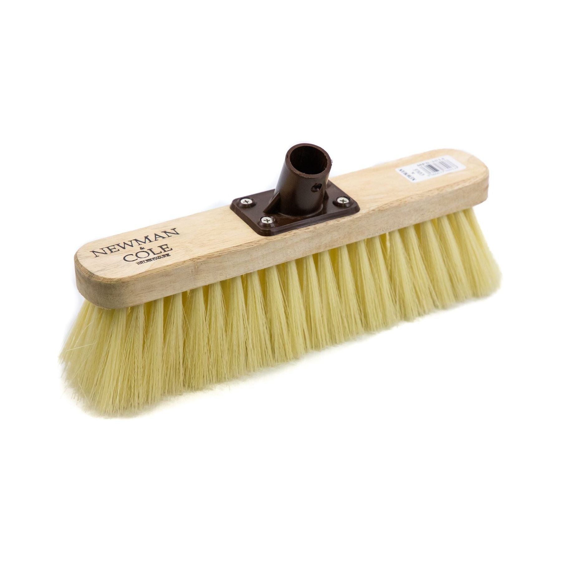 12" Newman and Cole Soft Crimped PVC Broom Head with Plastic Bracket and Handle - The Dustpan and Brush Store