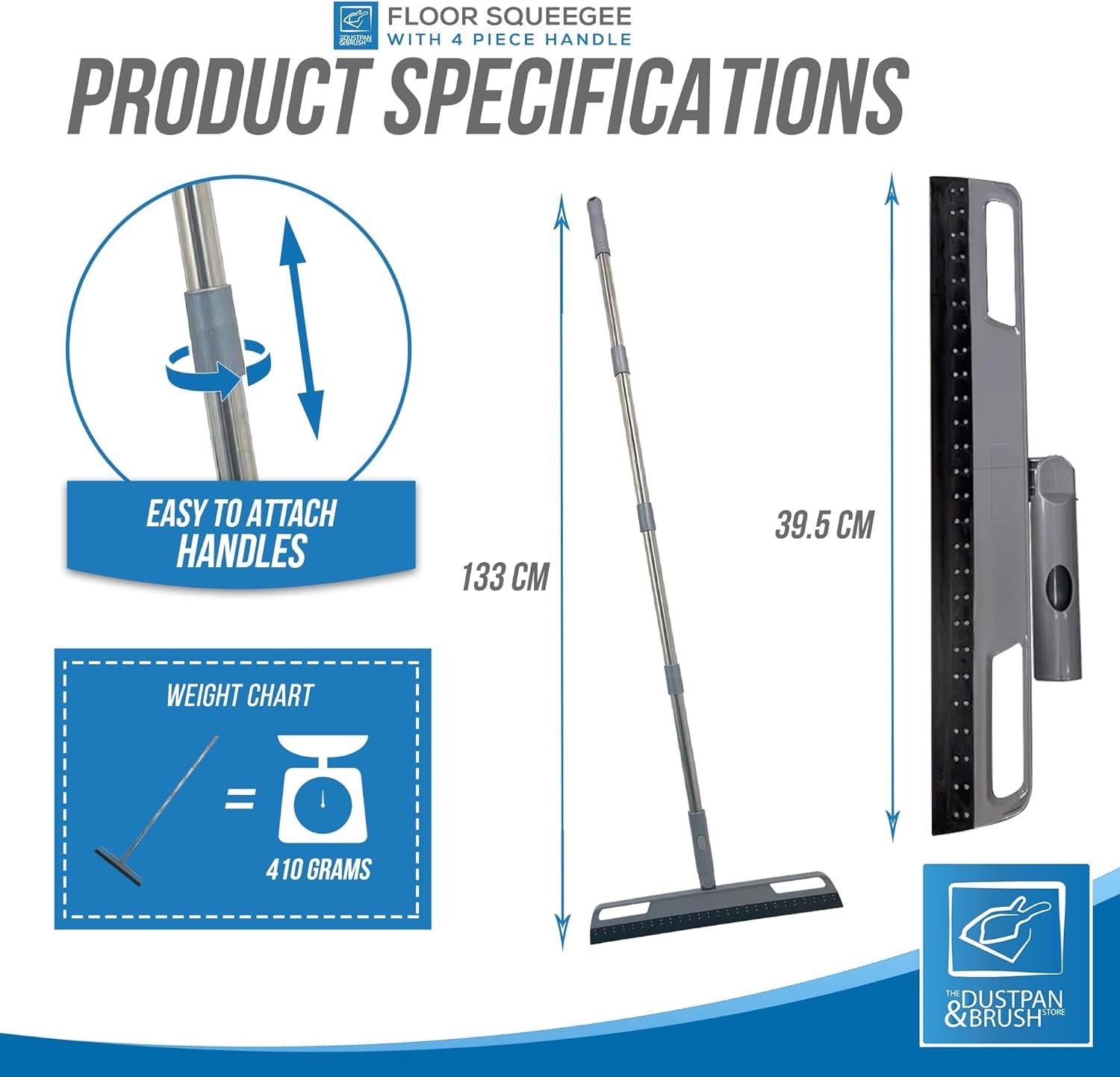Floor Squeegee with 4 Piece Handle and Rotatable Head