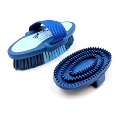 Charles Bentley Slip-Not Equestrian Horse Grooming Cleaning Brush Kit Blue Set