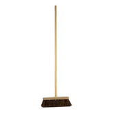 12" Newman and Cole Natural Stiff Bassine Broom Head with Hole and Wooden Handle