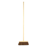 10" Newman and Cole Natural Stiff Bassine Broom Head with Hole and Wooden Handle