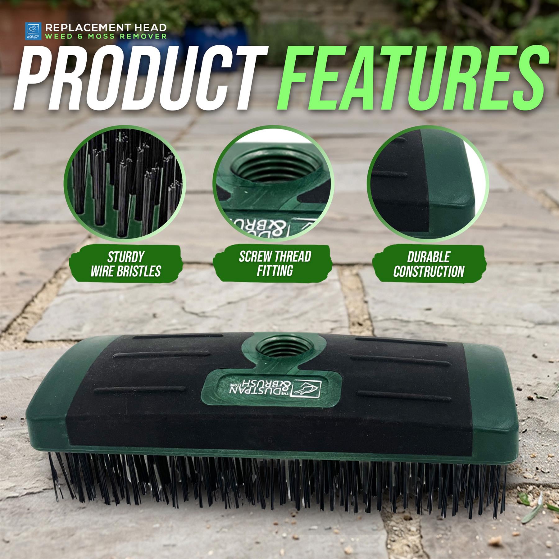 Replacement Weed Brush Head – Steel Wire Patio Cleaner - The Dustpan and Brush Store