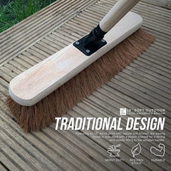 18" Natural Coco Screw Fit Broom Head and Wooden Handle