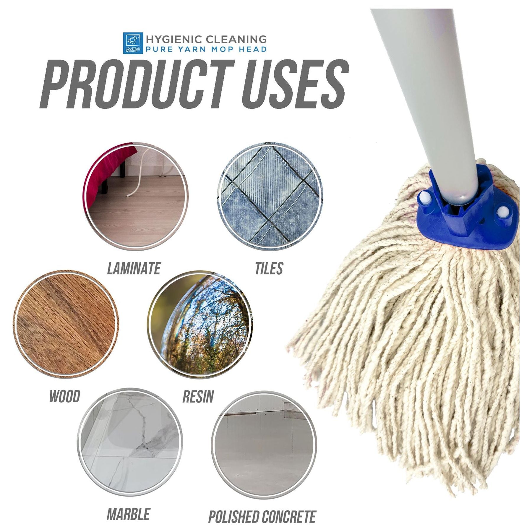 Colour Coded Blue Cotton Mop Head 12PY - Pack of 5 - The Dustpan and Brush Store
