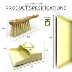 Newman and Cole Cream Metal Hooded Dustpan and Soft Brush Set