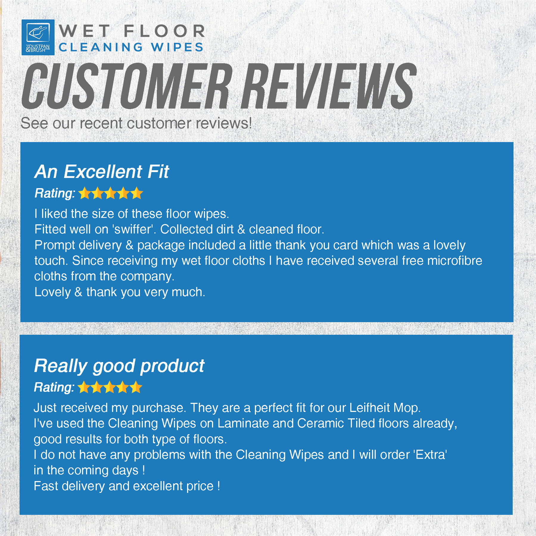 120 Wet Floor Cleaning Wipes - 6 Packs of 20 - The Dustpan and Brush Store