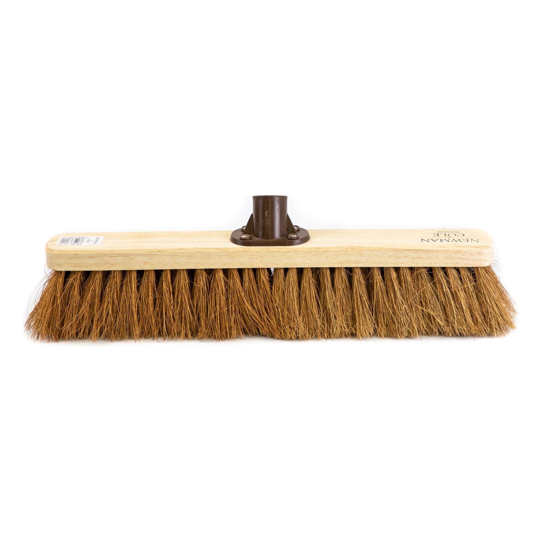 front on shot of 18" Newman and Cole Natural Soft Coco Broom Head with Plastic Socket On a white background