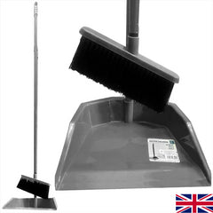 Grey Long Handled Dustpan and Brush
