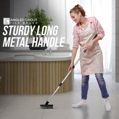 Angled Grout Floor Scrubbing Brush and Stainless Steel Handle