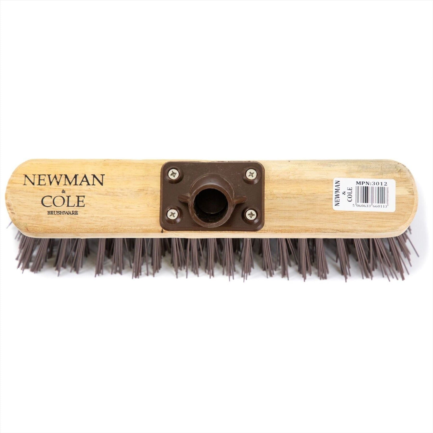 Newman and Cole 12" Stiff Synthetic Broom Head with Plastic Bracket Supplied with Handle - The Dustpan and Brush Store