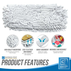 Bamboo Noodle Mop Head Refills - Pack of 2