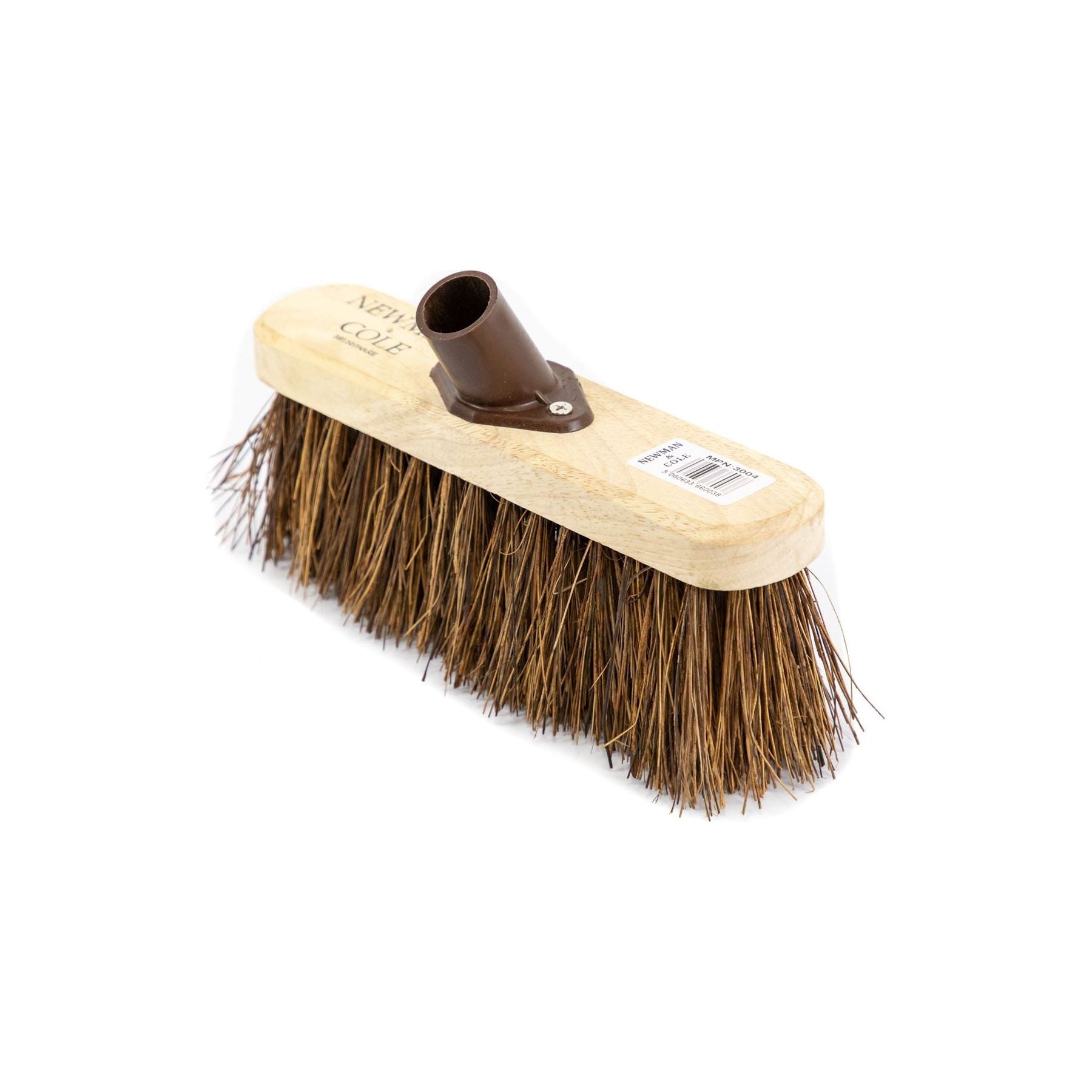 10" Newman and Cole Natural Stiff Bassine Broom Head with Plastic Socket - The Dustpan and Brush Store