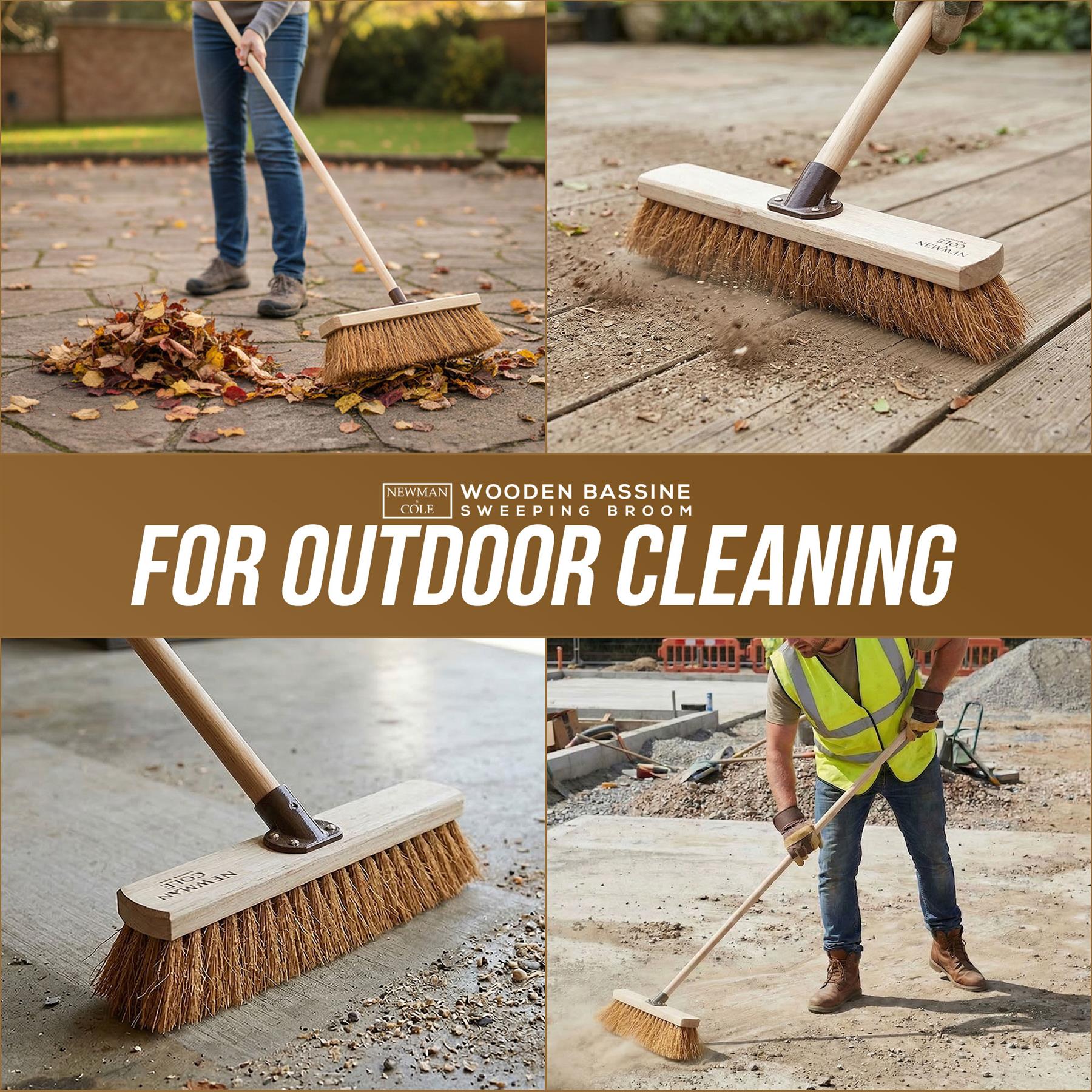 18" Newman & Cole Soft Coco Broom | Outdoor Decking Brush - The Dustpan and Brush Store