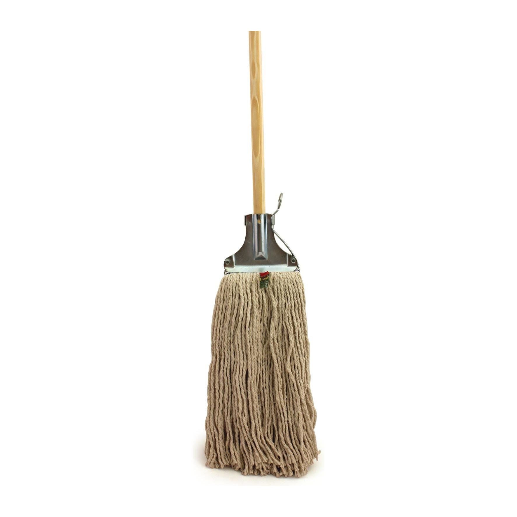 Kentucky Mop Head and Wooden Handle with Metal Fixing Bracket - The Dustpan and Brush Store