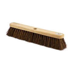 18" Newman and Cole Natural Stiff Bassine Broom Head with Hole and Wooden Handle