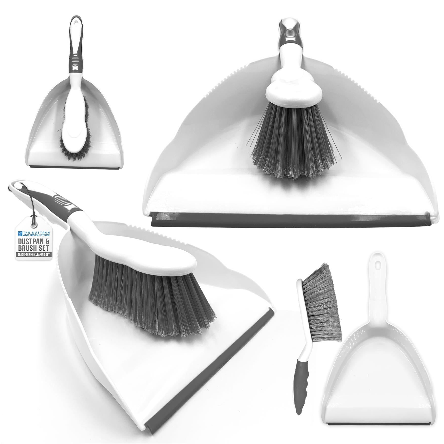 Grey Deluxe Dustpan and Brush Set on a white background