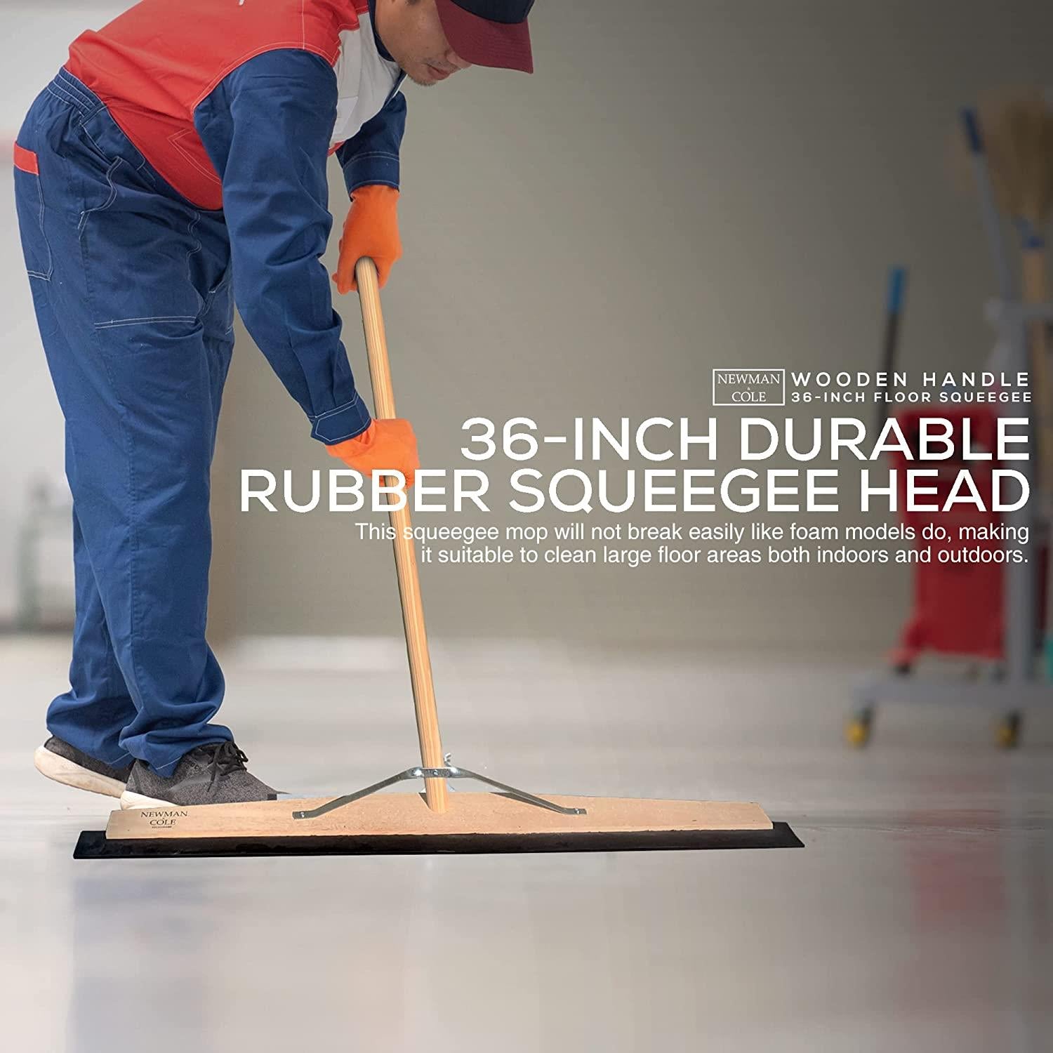 24" Newman and Cole Wooden Floor Squeegee with 1 1/8 Taper Handle - The Dustpan and Brush Store