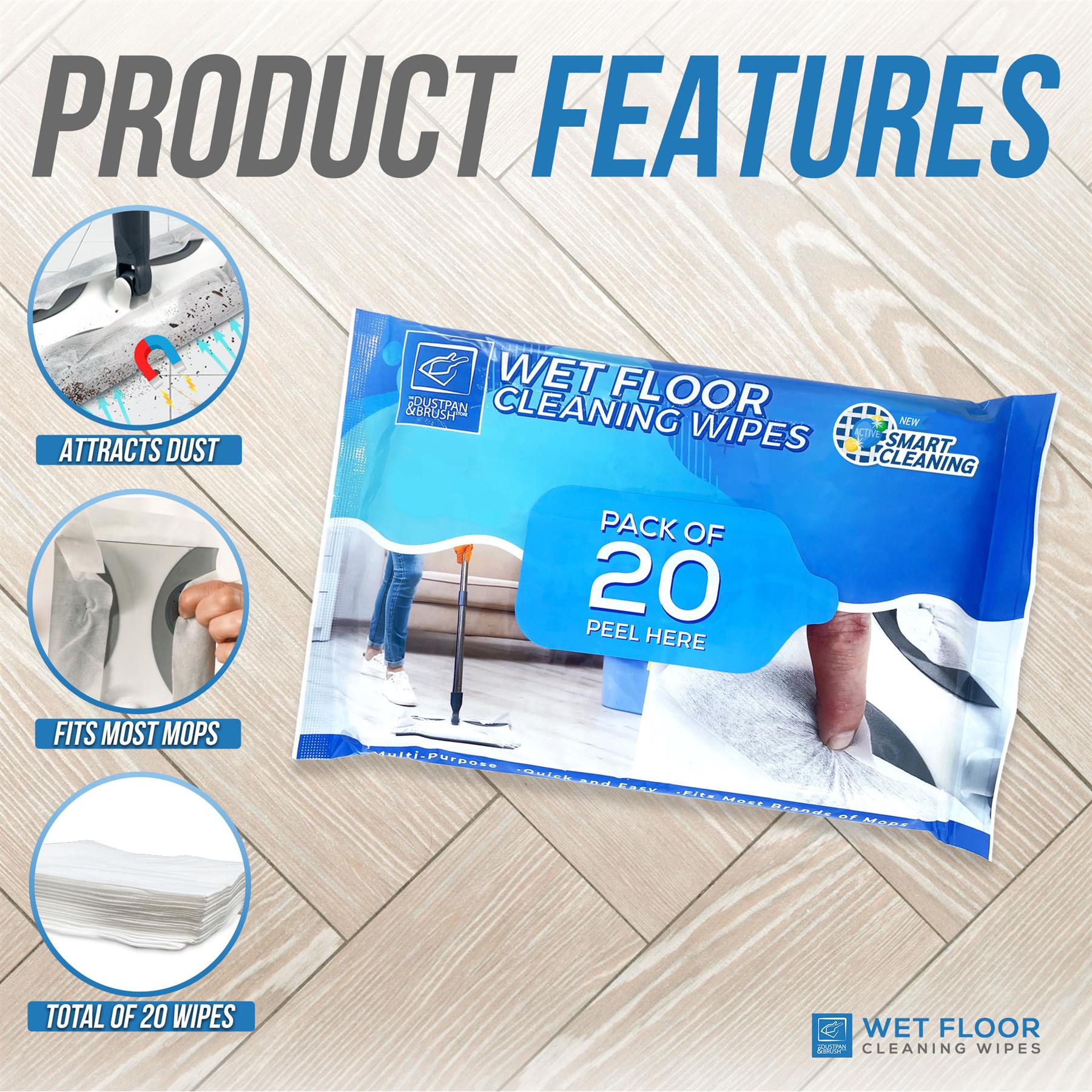 Wet Floor Cleaning Wipes – Disposable Multi-Surface Wipes - The Dustpan and Brush Store