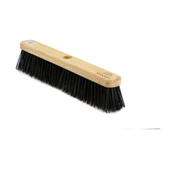 18" Newman and Cole Stiff PVC Broom Head with Hole and Wooden Handle