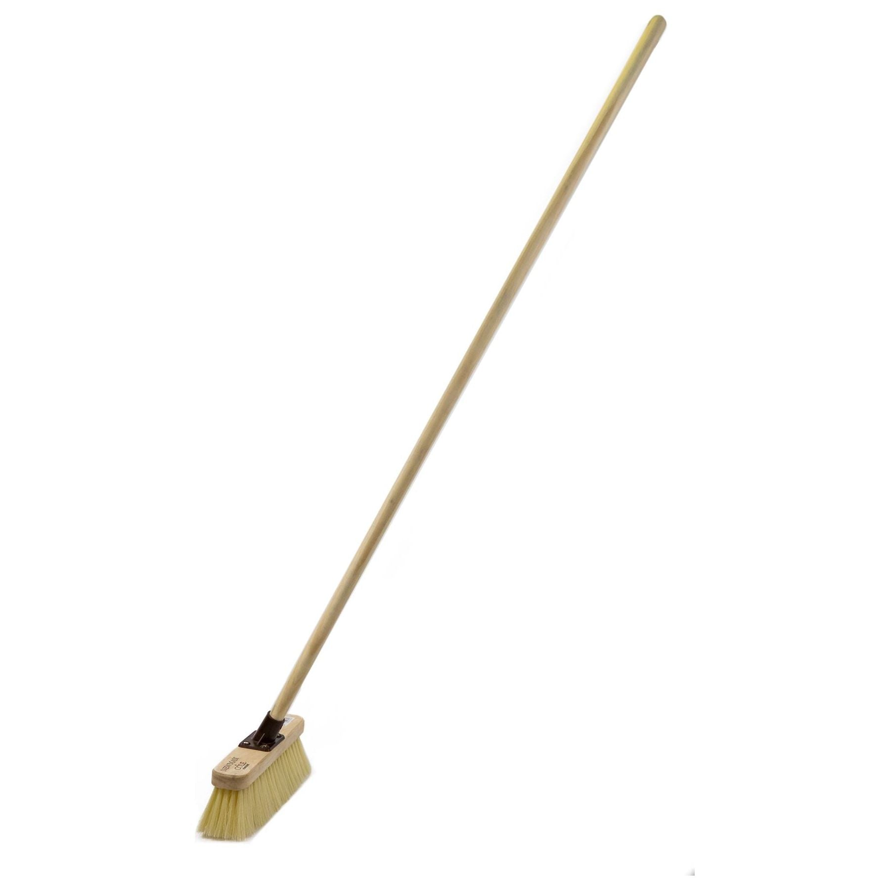 12" Newman and Cole Soft Crimped PVC Broom Head with Plastic Bracket and Handle - The Dustpan and Brush Store