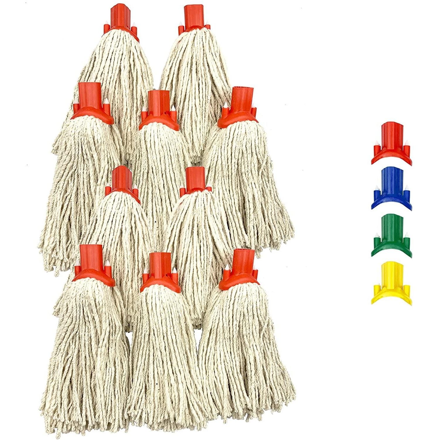 Colour Coded Red Cotton Mop Head 12PY - Pack of 10 - The Dustpan and Brush Store