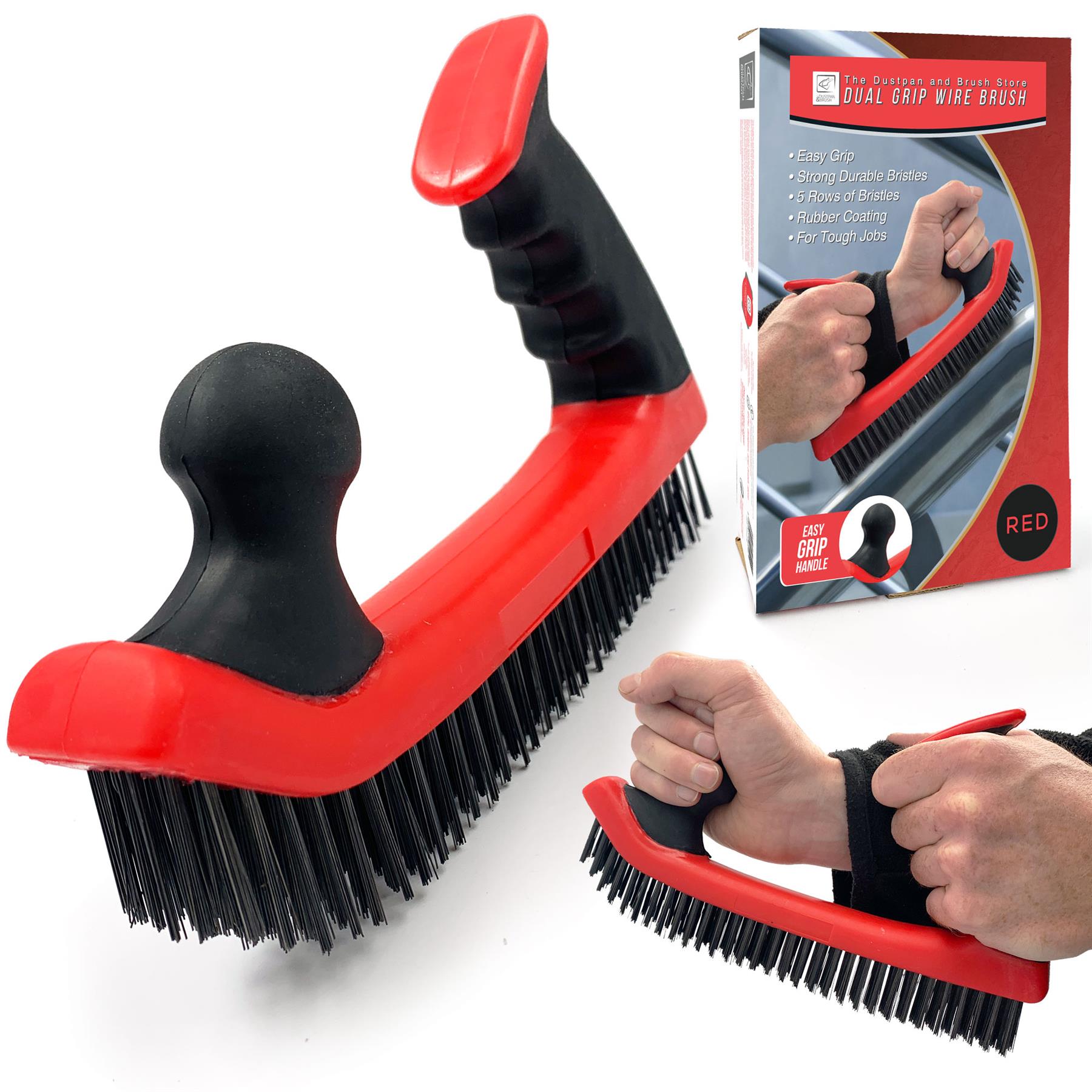 Dual Grip Heavy Duty Wire Brush | 5 Row Steel Bristle Scrubber - The Dustpan and Brush Store