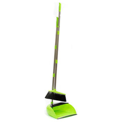 Long Multi Section Handle Dustpan and Brush Set - Green
