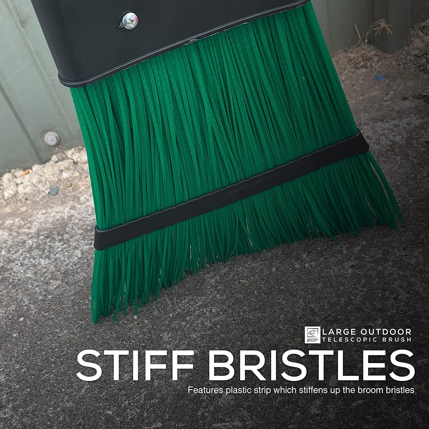 Telescopic Lawn Corn Broom Flick Gutter Brush with Long PVC Bristles - The Dustpan and Brush Store