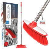 Red & White Indoor Broom with 4 Piece Handle - on a white background
