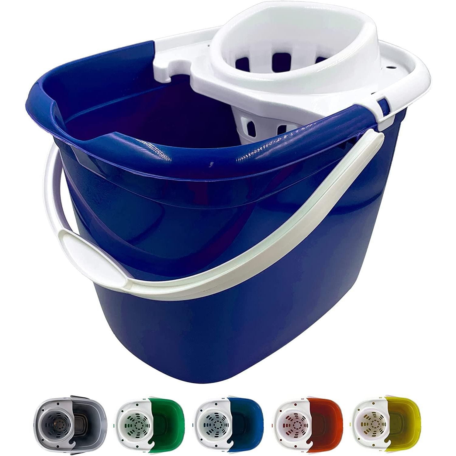 12L Blue Plastic Mop Bucket and Wringer - The Dustpan and Brush Store