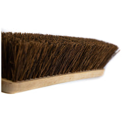 18" Newman and Cole Natural Stiff Bassine Broom Head with Hole and Wooden Handle