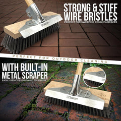 12" Wire Broom Head fitted with Metal Scraper, Bracket and Handle