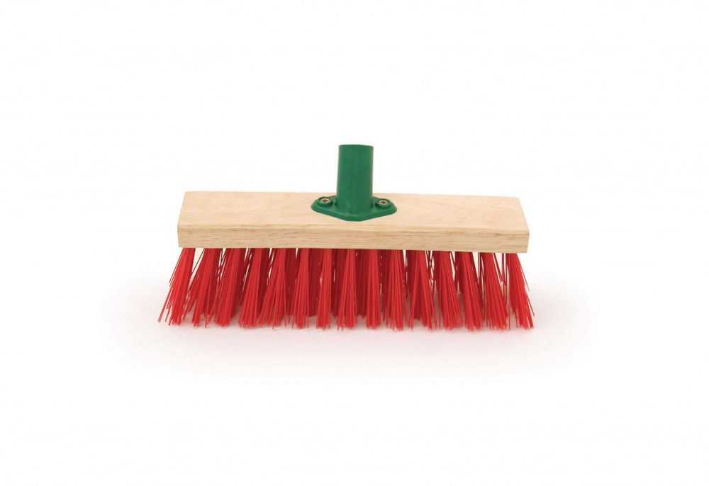 11.5" Stiff Red PVC Broom Head with Bracket - The Dustpan and Brush Store