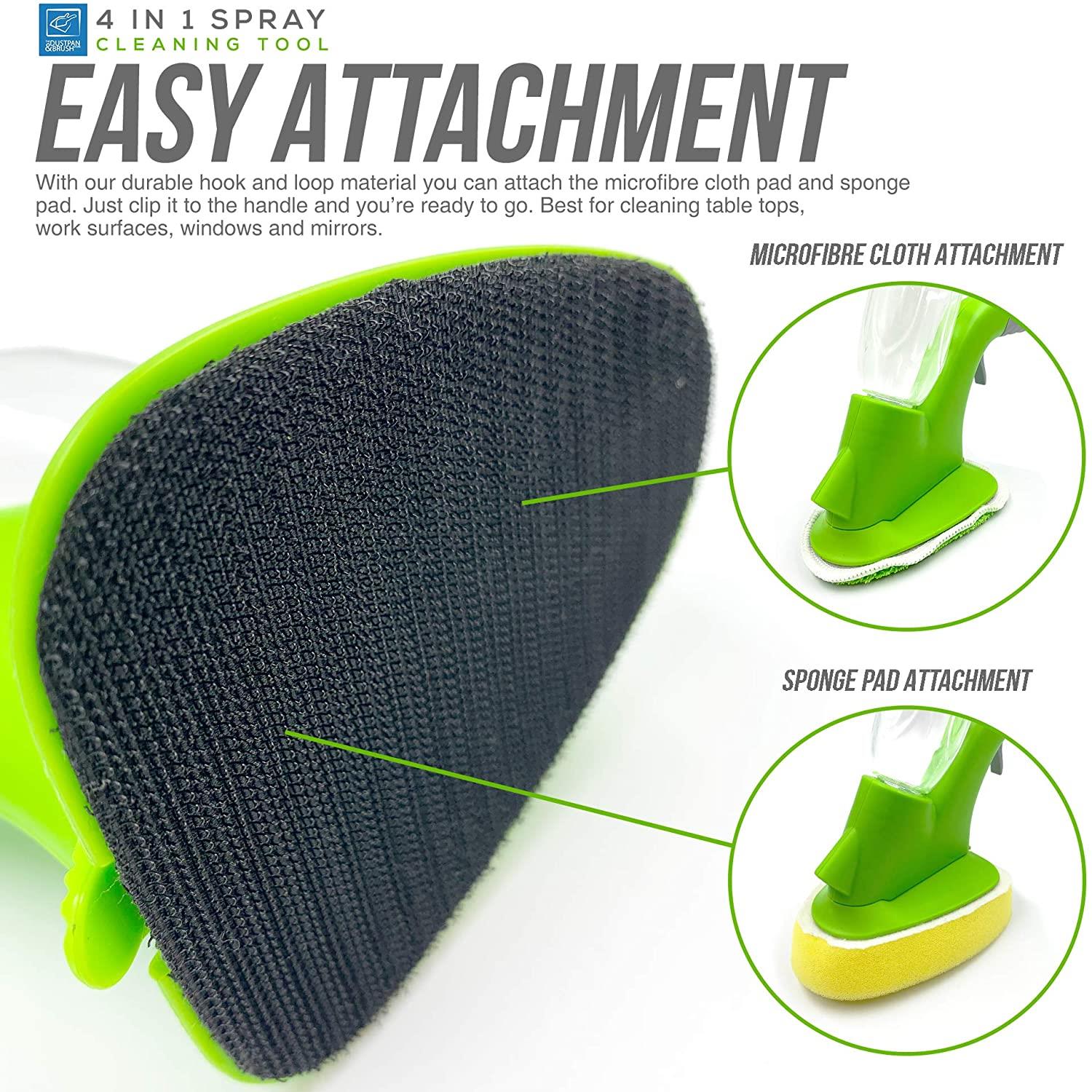 4 in 1 Grout and Tile Spray Cleaning Kit Cleaning tool with microfibre cloth and sponge pad attachments on a white background