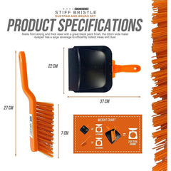 Metal Dustpan and Brush Set, Stiff PVC Brush. Strong Metal Dust Pan