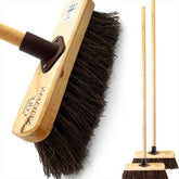 10" Natural Bassine Broom Head with Plastic Socket Supplied with Handle - Pack of 2