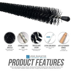 Radiator Cleaning Brush Long Reach Bendy and Flexible Long Handled Brush