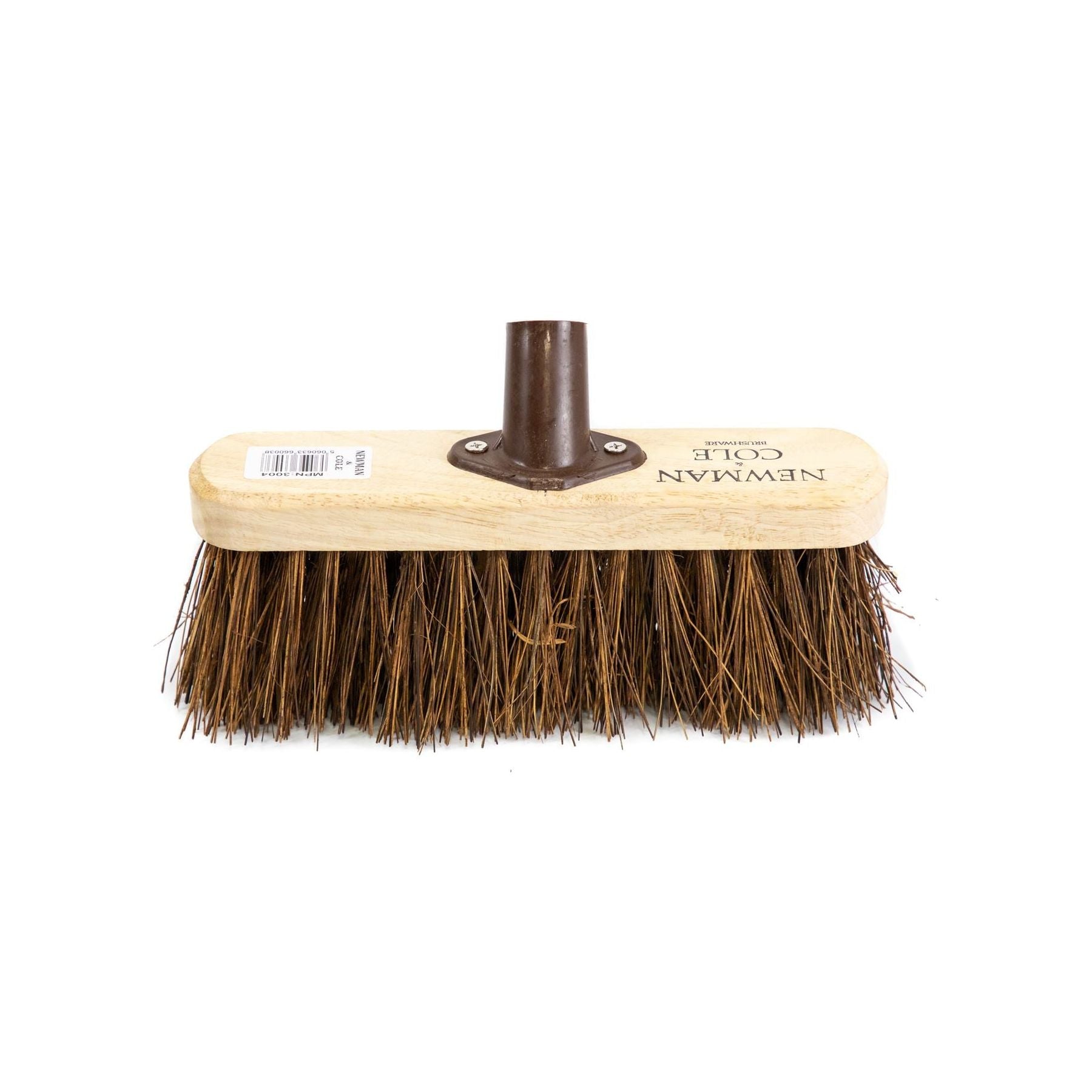 10" Newman and Cole Natural Stiff Bassine Broom Head with Plastic Socket - The Dustpan and Brush Store