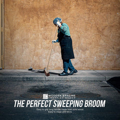 10" Stiff Bassine Broom and Wooden Handle