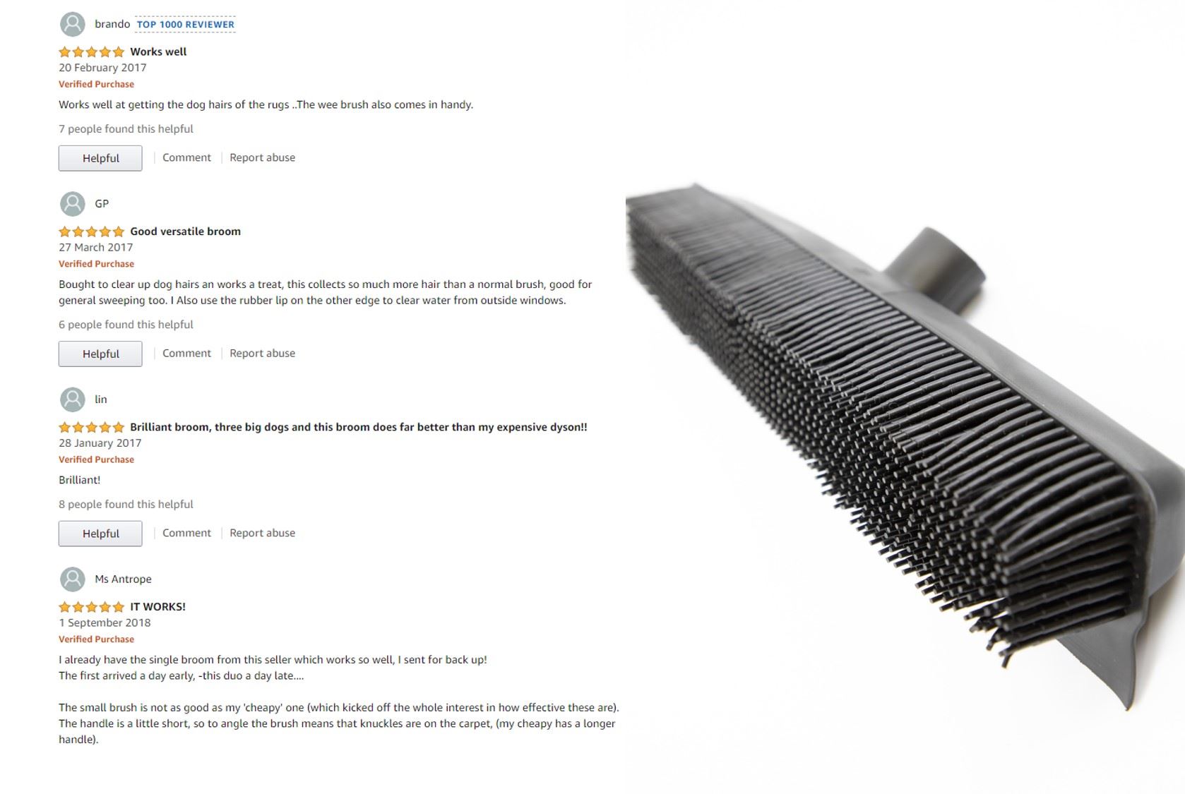 Rubber Bristle Broom | Solid Metal Handle for Pet Hair & Hard Floors - The Dustpan and Brush Store