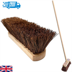 10" Stiff Bassine Broom and Wooden Handle