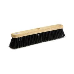 18" Newman and Cole Stiff PVC Broom Head with Hole and Wooden Handle