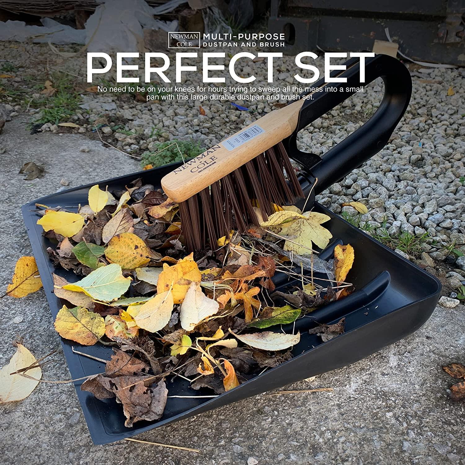 Newman and Cole Large Garden Dustpan Scoop Shovel Head with Stiff Outdoor Brush - The Dustpan and Brush Store