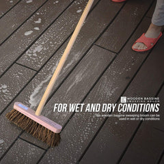 10" Stiff Bassine Broom and Wooden Handle