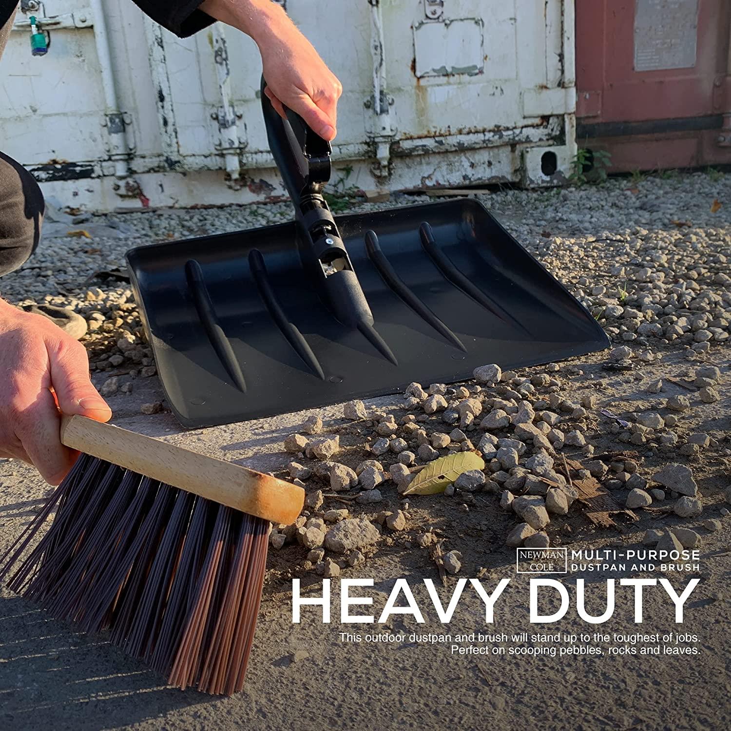 Newman and Cole Large Garden Dustpan Scoop Shovel Head with Stiff Outdoor Brush - The Dustpan and Brush Store